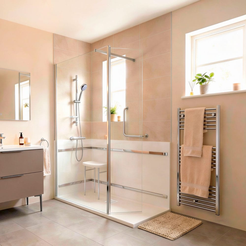 Douche PMR Acces 2G Prima Vital taupe portes coulissantes