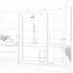 Croquis technique douche senior Acces 3G Prima Vital avec cotations
