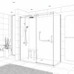 Croquis de la cabine de douche PMR Boréal