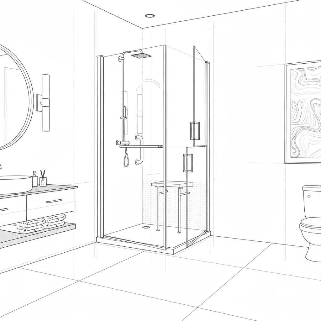 Croquis de la douche senior Ergo2