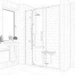Croquis de la douche pour personnes âgées extens