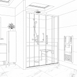 Croquis de la douche senior sécurisée milea